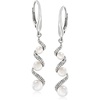 image:imageRossSimons 355mm Cultured Pearl and 10 ct tw Diamond Drop Earrings in Sterling Silver