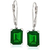 image:imageRossSimons 600 ct tw Simulated Emerald Drop Earrings in Sterling Silver