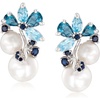 image:imageRossSimons 685mm Cultured Pearl and 200 ct tw Sky Blue Topaz and London Blue Topaz Earrings With 10 ct tw Sapphires in Sterling Silver