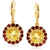 image:imageRossSimons 700 ct tw Citrine and 250 ct tw Garnet Flower Drop Earrings in 18kt Gold Over Sterling