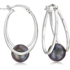 image:imageRossSimons Pearl Double Hoop Earrings in Sterling Silver