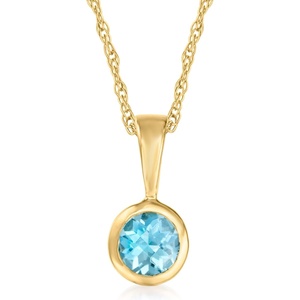 image:imagePure Collection by RossSimons 022 Carat Swiss Blue Topaz Pendant Necklace in 14kt Yellow GoldTopaz