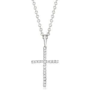 image:imagePure Collection by RossSimons Diamond Cross Pendant Necklace in Sterling SilverDiamond