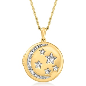 image:imageRossSimons 010 ct tw Diamond Celestial Locket Necklace in 18kt Gold Over Sterling 18 inches