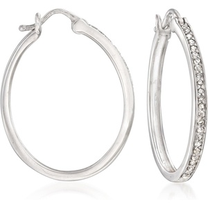 image:imageRossSimons 025 ct tw Diamond Hoop Earrings in Sterling Silver