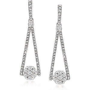 image:imageRossSimons 050 ct tw Diamond Cluster Drop Earrings in Sterling Silver