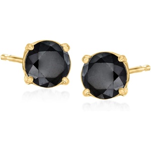 image:imageRossSimons 100 ct tw Black Diamond Stud Earrings in 14kt Yellow Gold