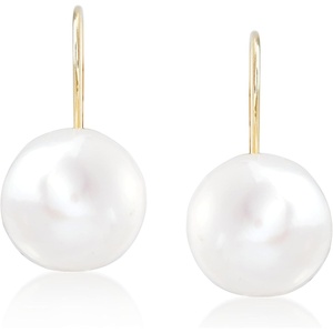 image:imageRossSimons 1011mm Cultured Button Pearl Drop Earrings in 14kt Yellow Gold