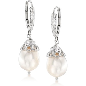 image:imageRossSimons 1011mm Cultured Pearl Drop Earrings in Sterling Silver