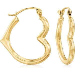 image:imageRossSimons 14kt Yellow Gold Heart Outline Hoop Earrings