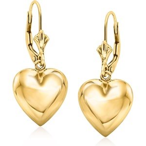 image:imageRossSimons 14kt Yellow Gold Puffed Heart Drop Earrings
