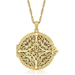 image:imageRossSimons 18kt Gold Over Sterling Filigree Locket Necklace