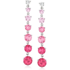 image:imageRossSimons 450 ct tw Simulated Pink Sapphire and 20 ct tw CZ Drop Earrings in Sterling Silver