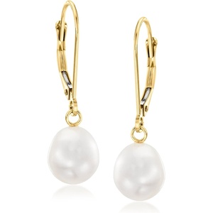 image:imageRossSimons 885mm Cultured Pearl Oval Drop Earrings in 14kt Yellow Gold