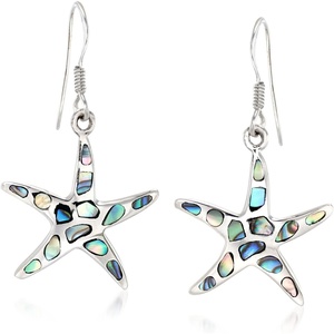 image:imageRossSimons Abalone Shell Starfish Drop Earrings in Sterling Silver