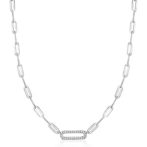 image:imageRossSimons Charles Garnier 25 ct tw CZ Paper Clip Link Necklace in Sterling Silver 17 inches