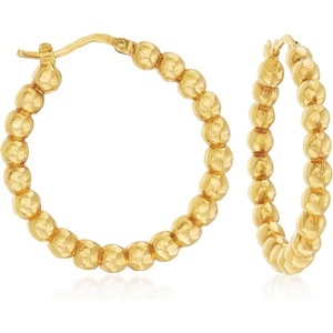 image:imageRossSimons Italian 14kt Yellow Gold Beaded Hoop Earrings