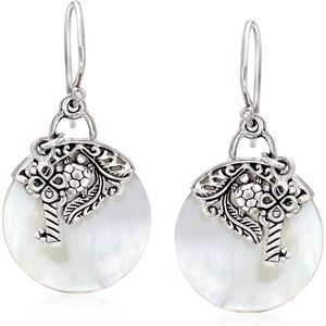 image:imageRossSimons MotherOfPearl BaliStyle Drop Earrings in Sterling Silver