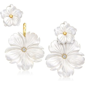 image:imageRossSimons MotherOfPearl and 20 ct tw White Topaz Flower Removable Drop Earrings With 18kt Gold Over Sterling