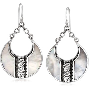 image:imageRossSimons MotherofPearl BaliStyle Teardrop Earrings in Silver