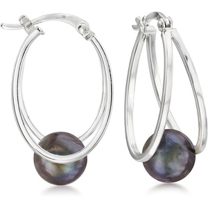 image:imageRossSimons Pearl Double Hoop Earrings in Sterling Silver