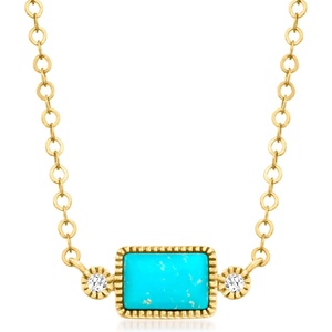 image:imageRossSimons Pure Collection Turquoise Necklace With Diamonds in 14kt Yellow Gold 16 inches