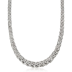image:imageRossSimons Sterling Silver Graduated WheatLink NecklaceNo Gemstone