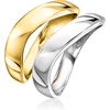 image:imagePure Collection by RossSimons 18kt Gold Over Sterling and Sterling Silver Jewelry Set 2 Wavy RingsNo Gemstone
