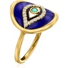 image:imageRossSimons 010 ct tw White Topaz and Multicolored Enamel Evil Eye Ring With Turquoise in 18kt Gold Over SterlingCreated Turquoise