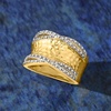 image:imageRossSimons 013 ct tw Diamond Hammered Ring in 18kt Gold Over SterlingDiamond