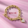 image:imageRossSimons 025 ct tw Diamond Heart Lock Toggle Bracelet in 18kt Gold Over Sterling and Sterling Silver