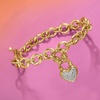 image:imageRossSimons 025 ct tw Diamond Heart Lock Toggle Bracelet in 18kt Gold Over Sterling and Sterling Silver