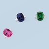 image:imageRossSimons 1200 Carat CushionCut Simulated Sapphire and 170 ct tw CZ Ring in Sterling SilverSapphire
