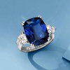 image:imageRossSimons 1200 Carat CushionCut Simulated Sapphire and 170 ct tw CZ Ring in Sterling SilverSapphire