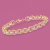 image:imageRossSimons 14kt 2Tone Gold Textured and Polished Link Bracelet 7 inches