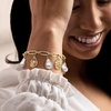 image:imageRossSimons 14kt Yellow GoldPlated Paper Clip Link Seashell Charm Bracelet With Simulated Baroque Pearls 7 inches