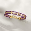 image:imageRossSimons 1500 ct tw Amethyst Bead and SnakeChain Bracelet in 18kt Gold Over Sterling 7 inches