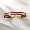 image:imageRossSimons 1600 ct tw Garnet Bead and SnakeChain Bracelet in 18kt Gold Over Sterling 7 inches