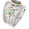 image:imageRossSimons 370 ct tw London Blue Swiss Blue and White Topaz Ring in Sterling Silver With 14kt Yellow GoldTopaz