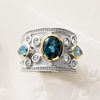 image:imageRossSimons 370 ct tw London Blue Swiss Blue and White Topaz Ring in Sterling Silver With 14kt Yellow GoldTopaz