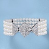 image:imageRossSimons 455mm Cultured Pearl and 15 ct tw Diamond MultiStrand Bracelet in Sterling SilverDiamond