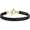 image:imageRossSimons Italian Black Leather 2Strand Braided Toggle Braceletno gemstone