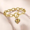 image:imageRossSimons Italian Multicolored Murano Glass Heart Charm Toggle Bracelet in 18kt Gold Over Sterlingno gemstone