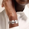 image:imageRossSimons Italian RhodiumPlated Hammered DiscLink Bracelet 7 inches