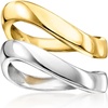 image:imagePure Collection by RossSimons 18kt Gold Over Sterling and Sterling Silver Jewelry Set 2 Wavy RingsNo Gemstone