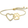 image:imageRossSimons 020 ct tw White Topaz Heart and Paw Bolo Bracelet in 18kt Gold Over Sterling