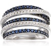 image:imageRossSimons 100 ct tw Sapphire and 15 ct tw Diamond Highway Ring in Sterling SilverSapphire