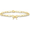 image:imageRossSimons 10kt Yellow Gold Bow Charm Paper Clip Link Braceletno gemstone