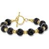 image:imageRossSimons 10mm Onyx Bead Bracelet in 18kt Gold Over SterlingOnyx