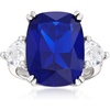 image:imageRossSimons 1200 Carat CushionCut Simulated Sapphire and 170 ct tw CZ Ring in Sterling SilverSapphire